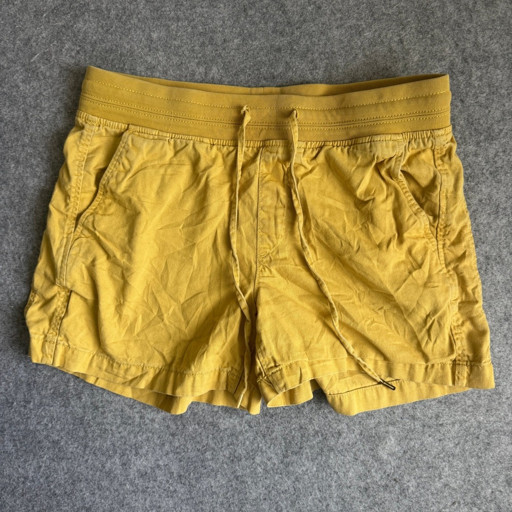 Orvis Womens Medium Mustard Yellow Casual Drawstring Ribbed Waist Shorts M